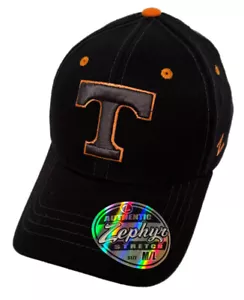 Zephyr NCAA Tennessee Volunteers “Black Element" Curved Bill Stretch Fit Hat NWT - Picture 1 of 6