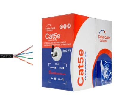 500ft Cat5 UTP OUTDOOR Ethernet Network Cable 24AWG PE Solid Direct Burial Wire - Image 1 of 4