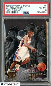 1996 Skybox Z-Force Little Big Men #5 Allen Iverson 76ers RC Rookie HOF PSA 8 - Picture 1 of 2