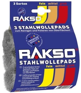 Rakso Stahlwolle-Pads 3er-Set – Fein, Mittel, Grob für Reinigung & Politur - Bild 1 von 6