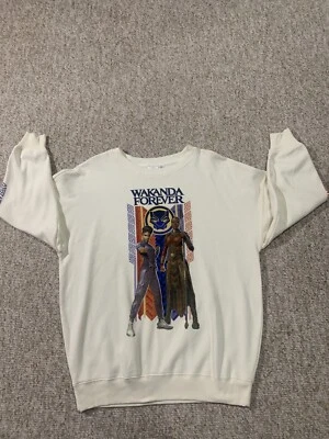Wakanda Forever Black Panther Women’s Sweatshirt Beige Logo Size M Oversized - Image 1 of 4