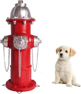Dog Fire Hydrant Statue with 4 Stakes Outdoor Garden Ornament Decor 14.5 Tall - Picture 1 of 8