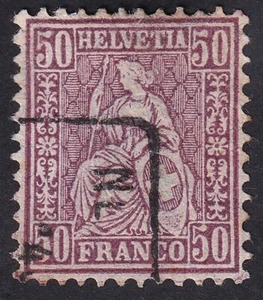 Schweiz Helvetia 50 Rp. Mi.Nr. 43 gestempelt geprüft BPP Mi.Wert 400 € (1741) - Bild 1 von 2