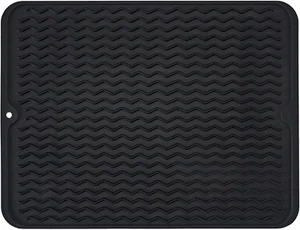 Silicone Dish Drying Mat, Non-Slip Easy Clean Sink Mat Large Heat-Resistant Dish - Picture 1 of 12