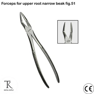 Pinzas de cirugía oral para extracción dental dentista para raíces superiores pico estrecho Fig.51 - Imagen 1 de 4