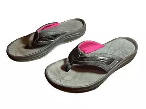 Wmn Sz 7.5 ~ New Balance™ Rock & Tone Black Gray Flip Flop Thong Toning Sandals - Picture 1 of 11