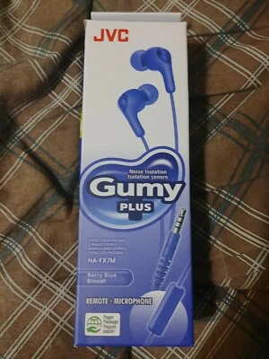Genuine JVC  HA-FX7M Gumy Plus In-Ear Headphones Earbuds. Berry Blue W/ Mic - Image 1 of 2