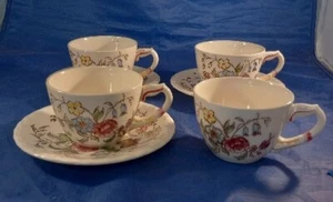 Vintage Vernonware California USA Mayflower 4 Cups and 3 Saucers - Picture 1 of 11