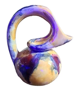 6” Syrup Pitcher - Mauve Red Blue Glaze-Signed-USA Studio Made Art Pottery - Picture 1 of 7
