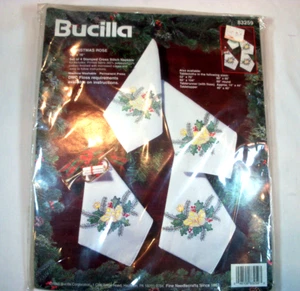 Bucilla Christmas Cross Stitch Napkins - Mod 83259 - Picture 1 of 3
