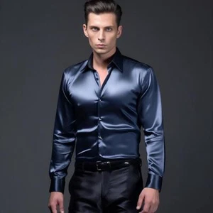 Camisa Colorida De Manga Larga Para Hombres Camisa Estampado Vintage Elegante - Imagen 1 de 28