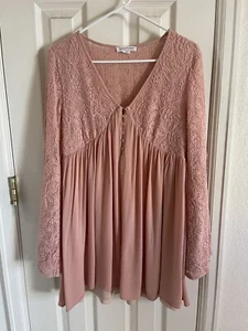 Abito donna rosa boho Loveriche taglia media lungo manica a campana vestito bambola bambino - Foto 1 di 10