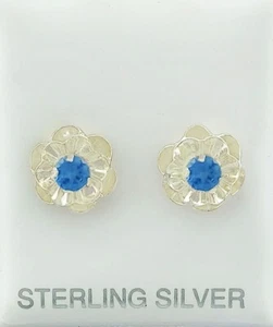 LAB CREATED 0.74 Cts AQUAMARINE STUD EARRINGS .925 Silver - NEW WITH TAG - Picture 1 of 5