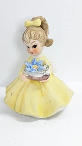 Vintage Napco blue Flower Girl Figurine with yellow dress - Picture 1 of 6