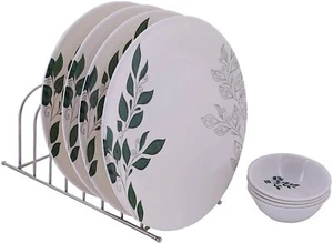 Leaves Print Unbreakable Full Dinner Plates(Set of 4 Plates)&4 Bowls- Multicolor - Picture 1 of 4