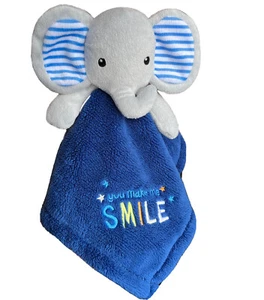 Baby Gear Elephant Lovey Security Rohling blau 14” x 14” You Make Me Smile - Bild 1 von 6