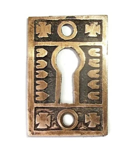 Antique Victorian Eastlake Brass Ornate Key Hole Plate Cover Escutcheon - Picture 1 of 3