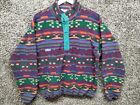 Vintage Columbia Fleece Pullover Sweater Men Large Purple Snap Abstract Aztec