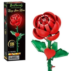 Brickcraft BRICKTANICALS Long Stem Red Rose VALENTINE'S DAY Building Set READ!! - Picture 1 of 9