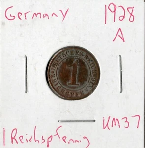 Moneda Alemania (Weimar) 1 Reichspfennig 1928 A KM37 - Imagen 1 de 2