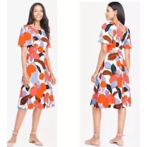 Ann Taylor Leinen Bold Blooms Midikleid Damen 4 - Bild 1 von 10