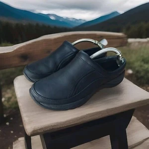 LL Bean Womens Shoes Black Leather Comfort Mule Clogs Slip-on Size 6.5M - Picture 1 of 11