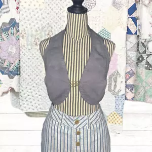 Calico Belle handgefertigtes graues überfärbtes Baumwoll-Bikini Neckholder-Top zum Binden Größe M - Bild 1 von 11