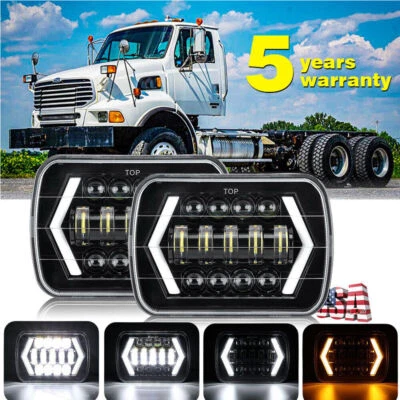Pair Fit Sterling Truck 5x7'' 7x6" Commercial Truck LED Headlight Hi/Lo Beam DRL Foto 1 de 4