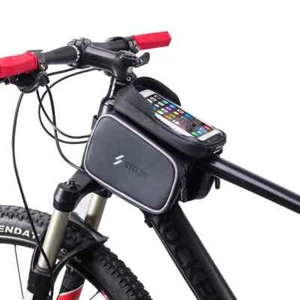 New Bike Front Frame Bag Bicycle Top Tube Handlebar Phone Bag Double Zipper Bag - Picture 1 of 7