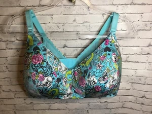 Torrid 40F BH 360 Rückenglättend Bügelfrei Leicht Gefüttert Alltag Totenkopf Rose  - Bild 1 von 6