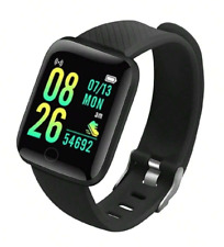 IOS/Android Compatible Black Waterproof Smartwatch, Tracks Calories and Sleep