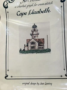 Vintage Cape Elizabeth Maine Lighthouse Counted Cross Stitch Pattern Chart - Picture 1 of 3
