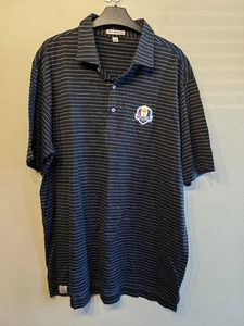 Peter Millar Ryder Cup 2014 Polo Shirt Mens Large Black Lilac Short Sleeve Golf - Picture 1 of 9