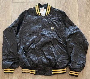 Vintage 80s Hartwell CAT Caterpillar Tools Workwear Satin Bomber Jacket Medium - Picture 1 of 5
