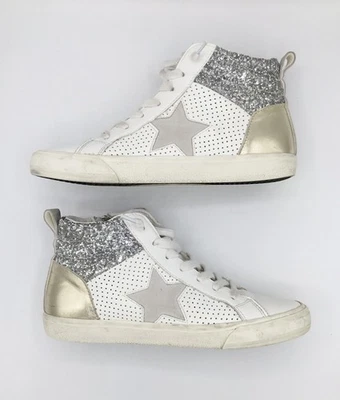 Zapatillas altas perforadas vintage Havana Lester, blanco plata dorado talla 8 Foto 1 de 4