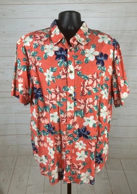 Aloha Shirt Men's XXL Button Up Pocket Old Navy 1 Pocket Flowers Pre Owned Tiki - Image 1 of 4
