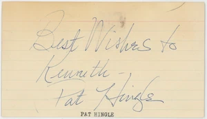 Pat Hingle Batman Star Autographed Signed Index Card AMCo COA 29878 - Picture 1 of 2