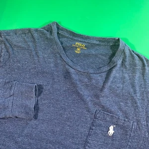 Polo Ralph Lauren Mens Long Sleeve T-Shirt Pony Logo Blue Medium - Picture 1 of 6