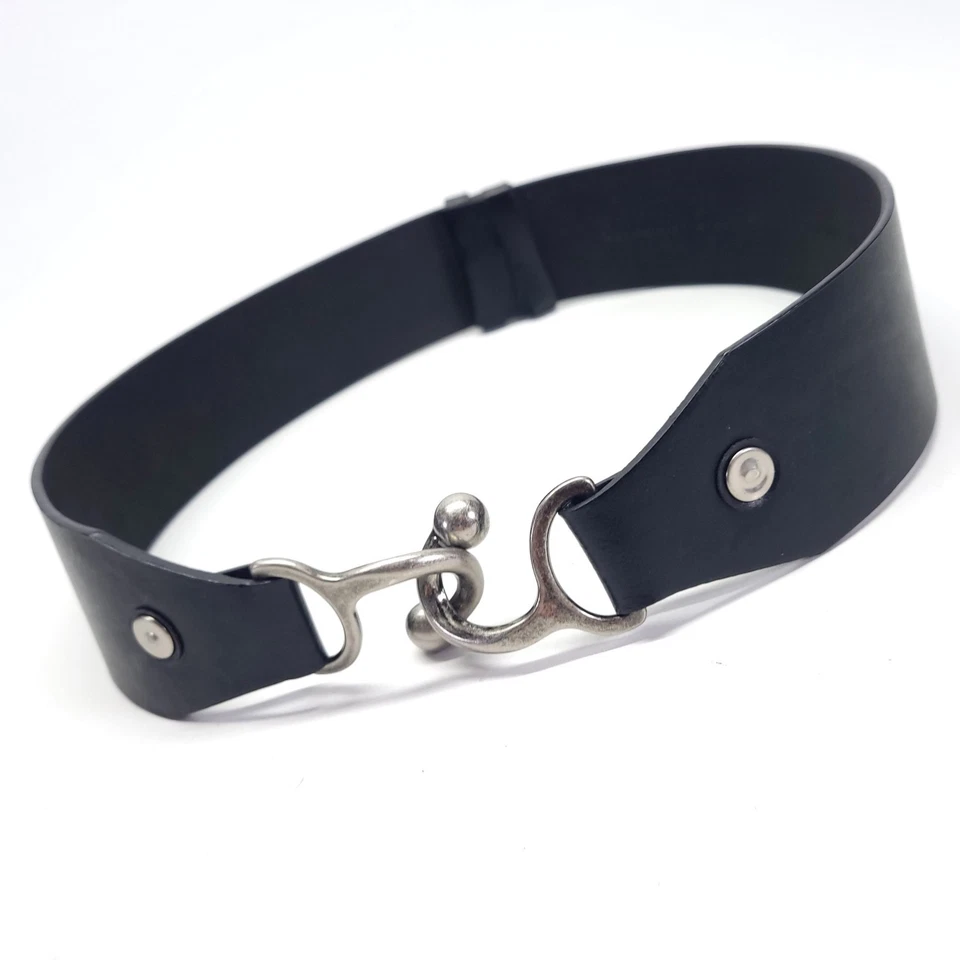 Coldwater Creek Belt 28 30 32 S M Split Leather Waist Wide Black - Image 1 of 4