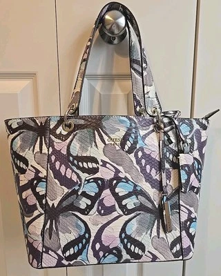 Guess Flutter Butterfly Blue Black Pink Large Purse/Bag NWT - Image 1 of 4