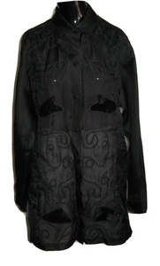 Vintage ALBERT CAPRARO Gr. M 100% Seide reich schwarz Stickerei Tunika Bluse - Bild 1 von 7