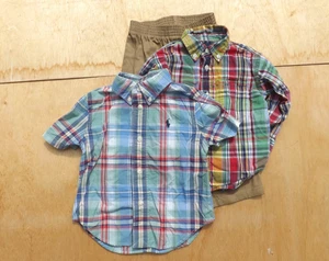 Größe 12/18 Monate - Ralph Lauren Polo 3-teiliges Madras Set - rot blau gelb bunt - Bild 1 von 8