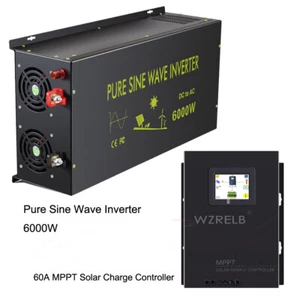 6000W Pure Sine Wave Inverter 48V to 120V MPPT Solar Charge Controller 60A RV - Picture 1 of 12