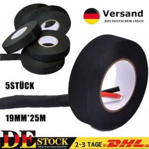 5 Rollen Auto Kabelbaum Klebeband KFZ Textilband Isolierband Gewebeband 19mmx25m - Bild 1 von 14