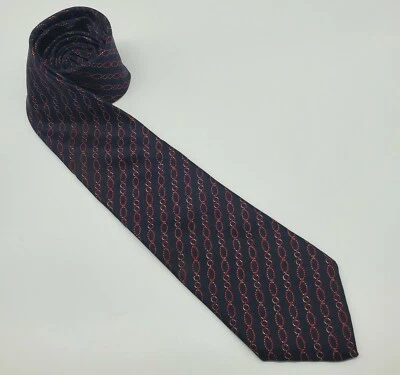 Corbata de seda estampada GUY LAROCHE azul rojo vintage clásica Foto 1 de 4