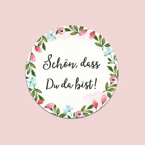 50 Sticker "Schön, dass Du da bist", 50 Aufkleber Gastgeschenk Hochzeit - Picture 1 of 4