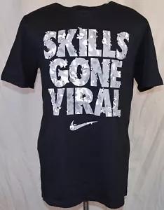 New NIKE SKILLS GONE VIRAL SWOOSH BASKETBALL T-Shirt Mens Large Black Grey White - Picture 1 of 2
