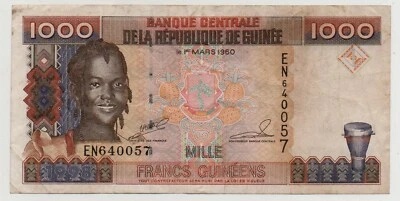 GUINEA 1000 FRANCS 1998 PICK 37 LOOK SCANS - Image 1 of 2