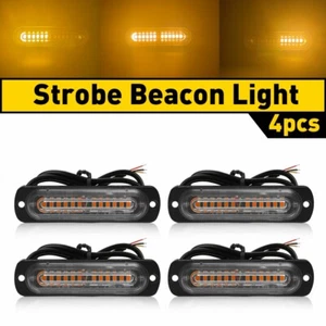 4x 12 LED Bar Strobe Light Flashing Warning Hazard Beacon For Amber Car Truck - Picture 1 of 12