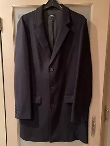 A.P.C. RUE MADAME PARIS NAVY WOOL CASHMERE BLEND COAT MEN'S SIZE XL - Picture 1 of 9
